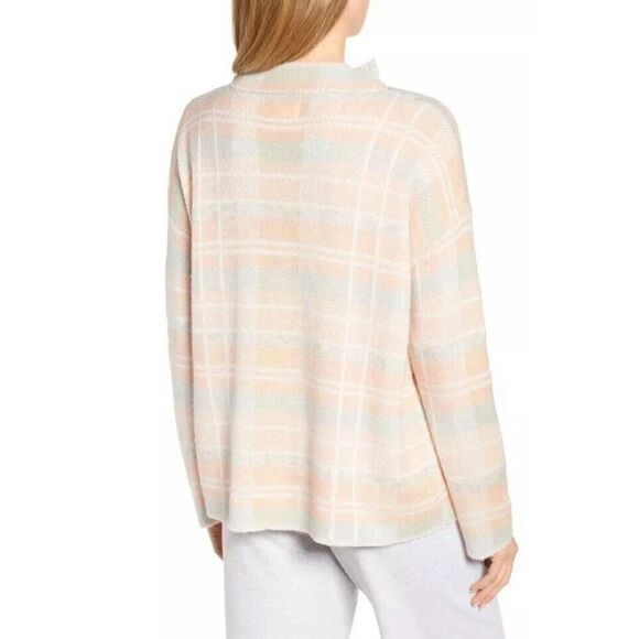 Lou & Grey Plaid Wool Alpaca Blend Sweater Beige Pink Neutral Academia Tunic Med - Picture 2 of 16